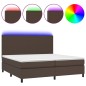 Giroletto Molle con Materasso e LED Marrone 200x200 cm Giroletto Molle con Materasso e LED Marrone 200x200 cm