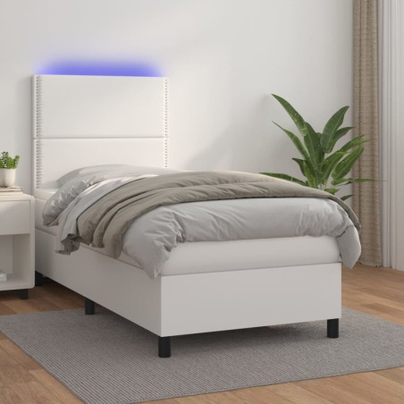 vidaXL Giroletto Molle con Materasso e LED Bianco 80x200 cm Similpelle