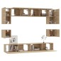 Set Mobili Porta TV 8pz Rovere Sonoma in Legno Multistrato Set Mobili Porta TV 8pz Rovere Sonoma in Legno Multistrato