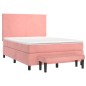 vidaXL Giroletto a Molle con Materasso Rosa 140x190 cm in Velluto