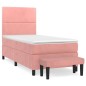 vidaXL Giroletto a Molle con Materasso Rosa 90x200 cm in Velluto