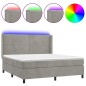 vidaXL Letto a Molle Materasso e LED Grigio Chiaro 180x200 cm Velluto