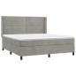 vidaXL Letto a Molle Materasso e LED Grigio Chiaro 180x200 cm Velluto