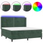 vidaXL Letto a Molle con Materasso e LED Verde Scuro 180x200cm Velluto vidaXL Letto a Molle con Materasso e LED Verde Scuro 180x200cm Velluto