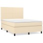 vidaXL Giroletto a Molle con Materasso Crema 140x19 cm in Tessuto
