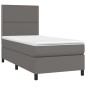 vidaXL Giroletto a Molle con Materasso Grigio 90x190 cm in Similpelle
