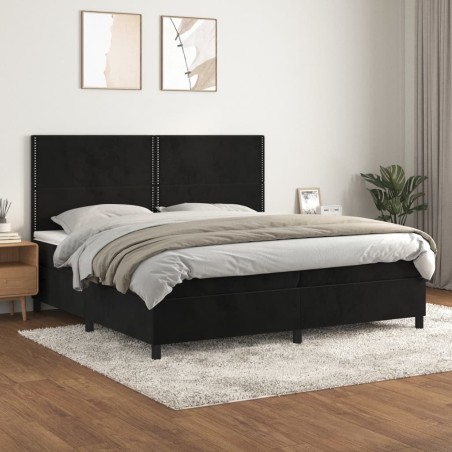 vidaXL Giroletto a Molle con Materasso Nero 200x200 cm in Velluto