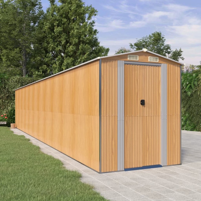 vidaXL Capanno Giardino Marrone Chiaro 192x1021x223 cm Acciaio Zincato vidaXL Capanno Giardino Marrone Chiaro 192x1021x223 cm Acciaio Zincato