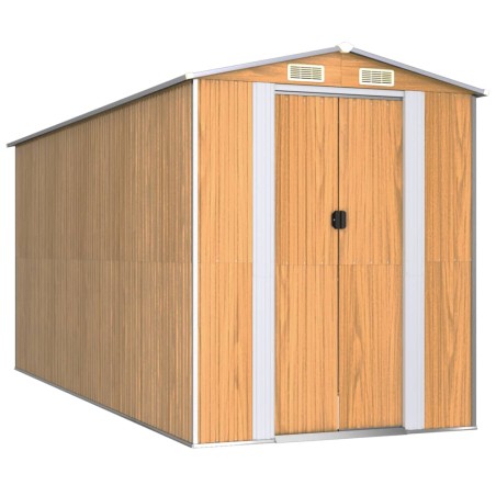 vidaXL Capanno Giardino Marrone Chiaro 192x440x223 cm Acciaio Zincato