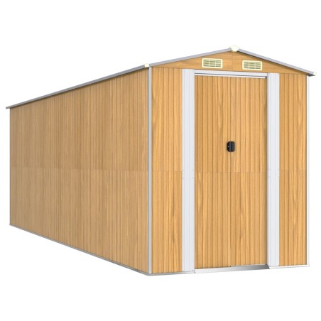 vidaXL Capanno Giardino Marrone Chiaro 192x606x223 cm Acciaio Zincato