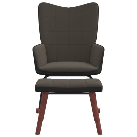 Sedia a Dondolo con Poggiapiedi Grigio Scuro in Velluto e PVC
