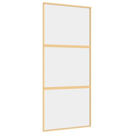 Porta Scorrevole Dorata 90x205 Vetro Trasparente ESG Alluminio