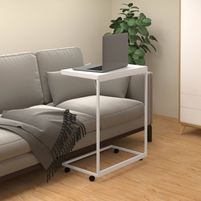 Tavolino con Ruote Bianco 55x35x70 cm in Legno Multistrato Tavolino con Ruote Bianco 55x35x70 cm in Legno Multistrato