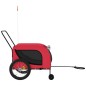 Rimorchio da Bici per Cani Rosso e Nero Tessuto Oxford e Ferro Rimorchio da Bici per Cani Rosso e Nero Tessuto Oxford e Ferro