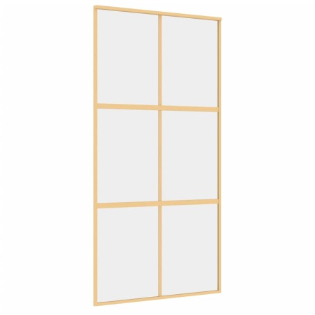 Porta Scorrevole Oro 102,5x205 Vetro Trasparente ESG Alluminio