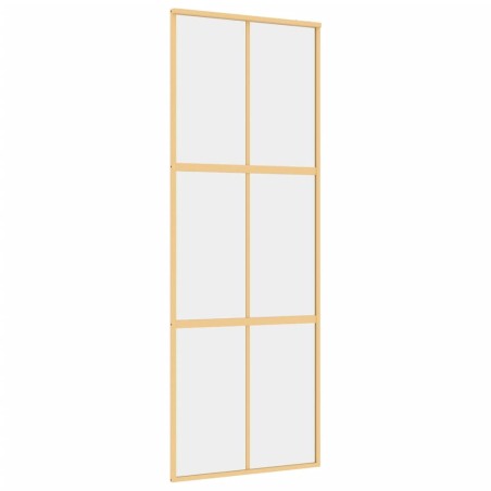 Porta Scorrevole Dorata 76x205 Vetro Trasparente ESG Alluminio