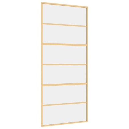 Porta Scorrevole Dorata 90x205 Vetro Trasparente ESG Alluminio