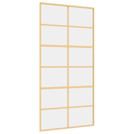 Porta Scorrevole Oro 102,5x205 Vetro Trasparente ESG Alluminio