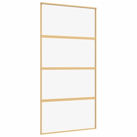 vidaXL Porta Scorrevole Oro 102,5x205 Vetro Trasparente ESG Alluminio