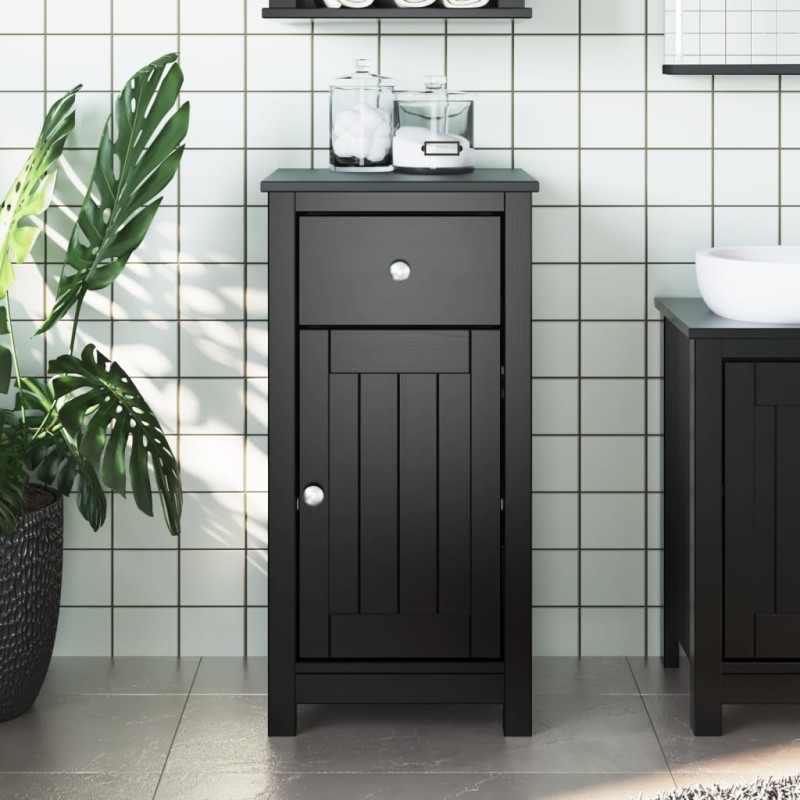 Mobile da Bagno BERG Nero 40x34x80 cm in Legno Massello di Pino Mobile da Bagno BERG Nero 40x34x80 cm in Legno Massello di Pino