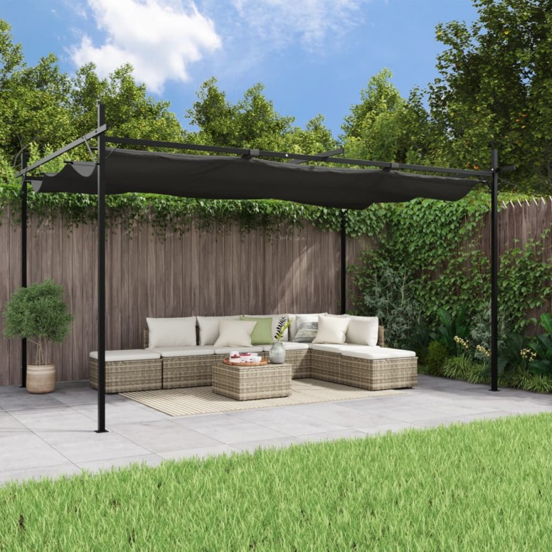 Pergola con Tetto Retrattile Antracite 395x292x230 cm Pergola con Tetto Retrattile Antracite 395x292x230 cm
