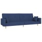 Divano Letto a 2 Posti con 2 Cuscini Blu in Tessuto Divano Letto a 2 Posti con 2 Cuscini Blu in Tessuto