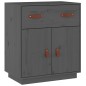 Credenza Grigia 65,5x40x75 cm in Legno Massello di Pino Credenza Grigia 65,5x40x75 cm in Legno Massello di Pino