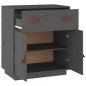 Credenza Grigia 65,5x40x75 cm in Legno Massello di Pino Credenza Grigia 65,5x40x75 cm in Legno Massello di Pino