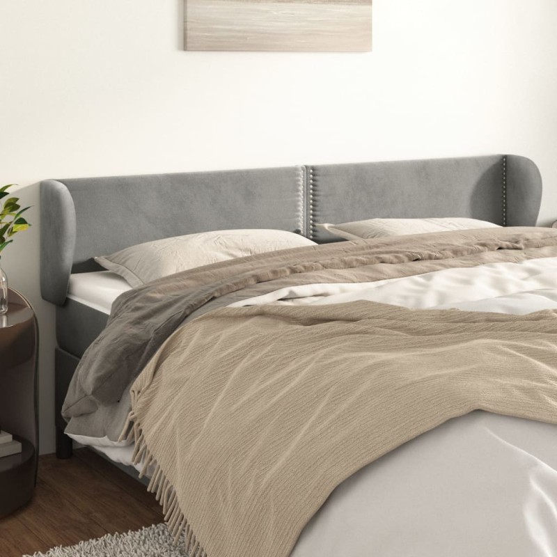 Testiera ad Orecchio Grigio Chiaro 183x23x78/88 cm in Velluto Testiera ad Orecchio Grigio Chiaro 183x23x78/88 cm in Velluto
