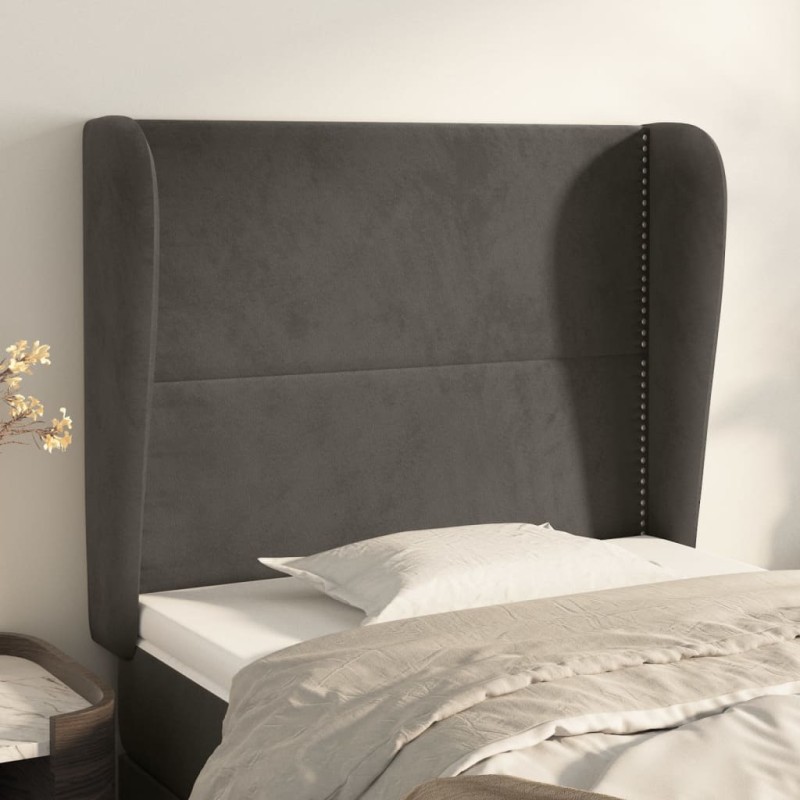 Testiera ad Orecchio Grigio Scuro 93x23x118/128 cm in Velluto Testiera ad Orecchio Grigio Scuro 93x23x118/128 cm in Velluto