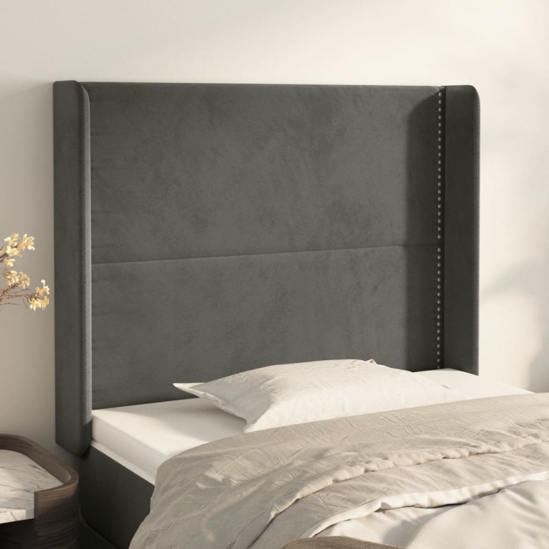 Testiera ad Orecchio Grigio Scuro 93x16x118/128 cm in Velluto Testiera ad Orecchio Grigio Scuro 93x16x118/128 cm in Velluto