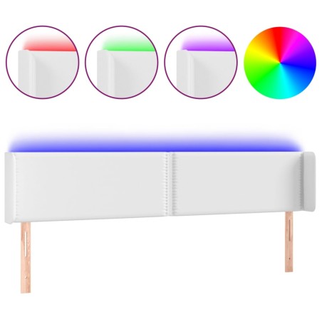 Testiera a LED Bianca 163x16x78/88 cm in Similpelle