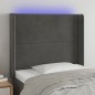 Testiera a LED Grigio Scuro 93x16x118/128 cm in Velluto Testiera a LED Grigio Scuro 93x16x118/128 cm in Velluto