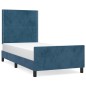 Giroletto con Testiera Blu Scuro 90x200 cm in Velluto Giroletto con Testiera Blu Scuro 90x200 cm in Velluto