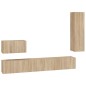 Set di Mobili Porta TV 4 pz Rovere Sonoma in Legno Multistrato Set di Mobili Porta TV 4 pz Rovere Sonoma in Legno Multistrato