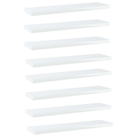 Ripiani per Libreria 8pz Bianco Lucido 40x10x1,5cm Multistrato