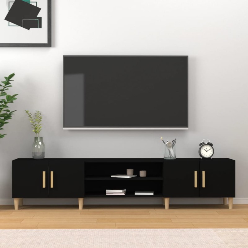 Mobile Porta TV Nero 180x31,5x40 cm in Legno Multistrato Mobile Porta TV Nero 180x31,5x40 cm in Legno Multistrato