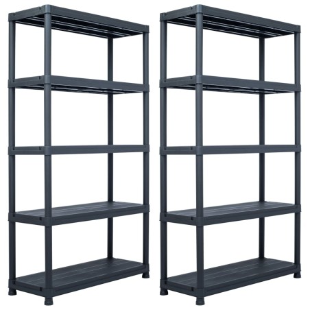 Scaffali 2 pz Nero 500 kg 100x40x180 cm in Plastica
