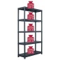 Scaffali 2 pz Nero 500 kg 100x40x180 cm in Plastica Scaffali 2 pz Nero 500 kg 100x40x180 cm in Plastica