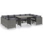 Set Divani da Giardino 10 pz con Cuscini in Polyrattan Grigio Set Divani da Giardino 10 pz con Cuscini in Polyrattan Grigio