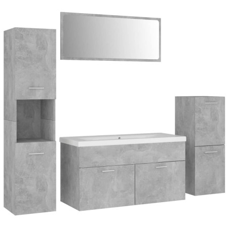 Set Mobili da Bagno Grigio Cemento in Truciolato