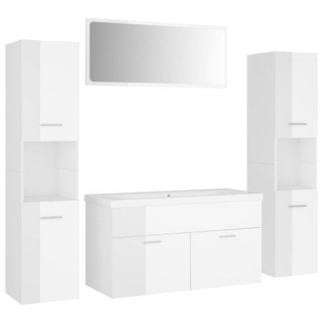 Set Mobili da Bagno Bianco Lucido in Truciolato