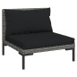 Set Divani da Giardino 4pz con Cuscini Polyrattan Grigio Scuro Set Divani da Giardino 4pz con Cuscini Polyrattan Grigio Scuro