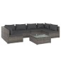 Set Divani da Giardino 7 pz con Cuscini in Polyrattan Grigio