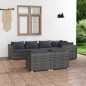 Set Divani da Giardino 7 pz con Cuscini in Polyrattan Grigio Set Divani da Giardino 7 pz con Cuscini in Polyrattan Grigio