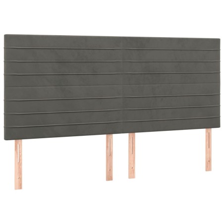 Testiera 4 pz Grigio Scuro 90x5x78/88 cm in Velluto