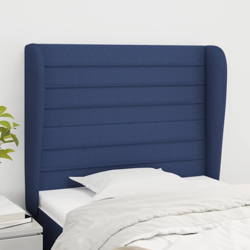 Testiera ad Orecchio Blu 93x23x118/128 cm in Tessuto Testiera ad Orecchio Blu 93x23x118/128 cm in Tessuto