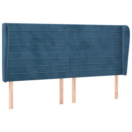 Testiera ad Orecchio Blu Scuro 183x23x118/128 cm in Velluto