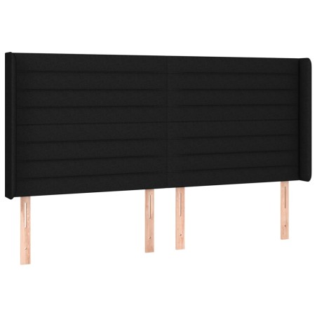 Testiera ad Orecchio Nera 203x16x118/128 cm in Tessuto