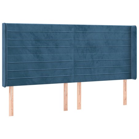 Testiera ad Orecchio Blu Scuro 203x23x118/128 cm in Velluto